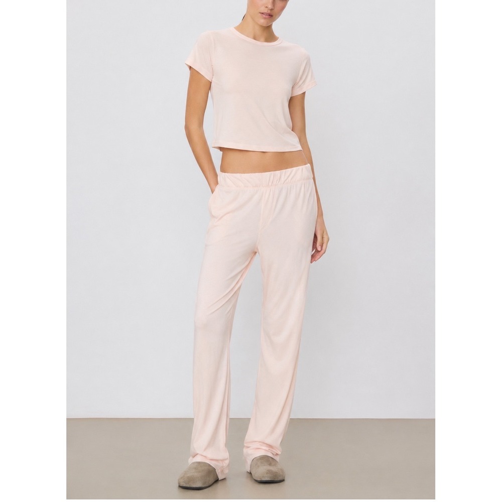 Eterne Lounge Pant Womens XS‎ Dusty Pink Ribbed Modal Cozy Minimalist Chic